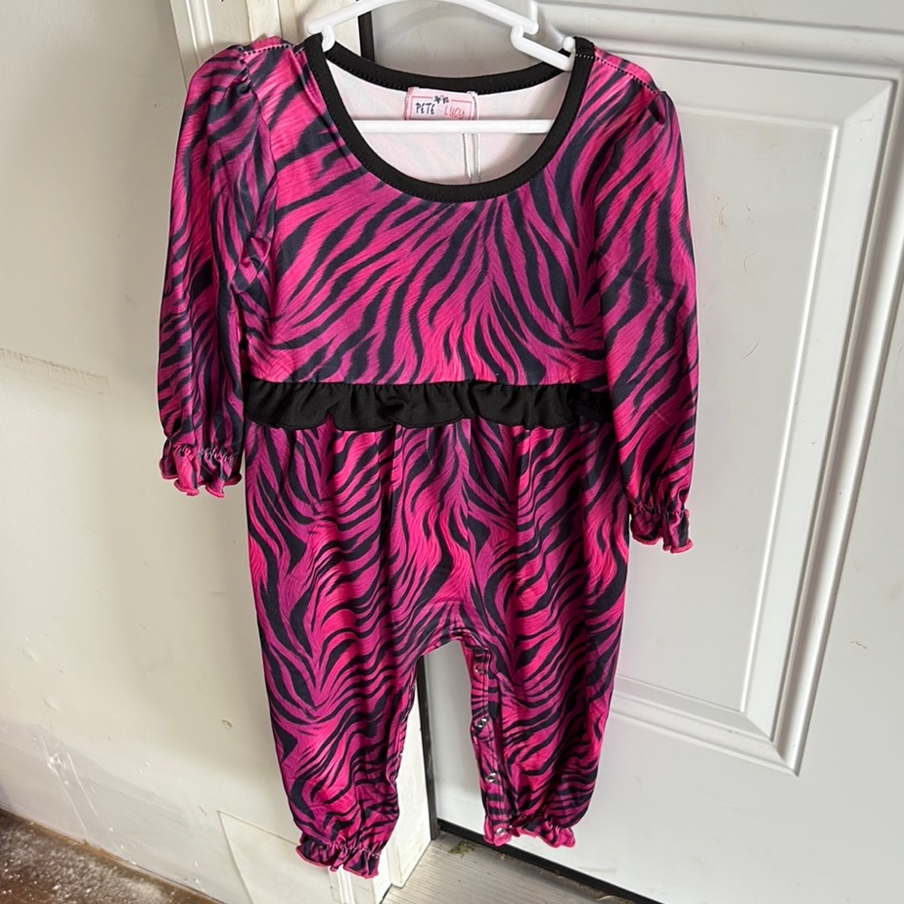Pink and Black Zebra Print Baby Romper